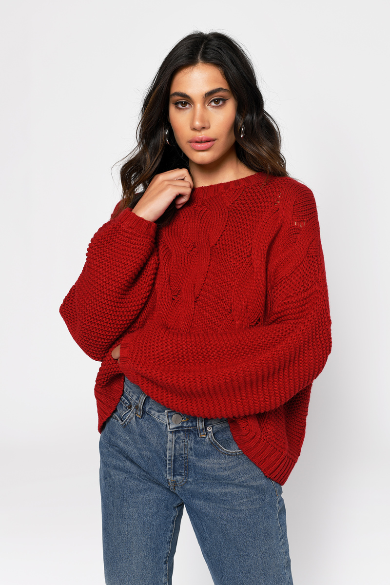 Red Chunky Knit Sweater 