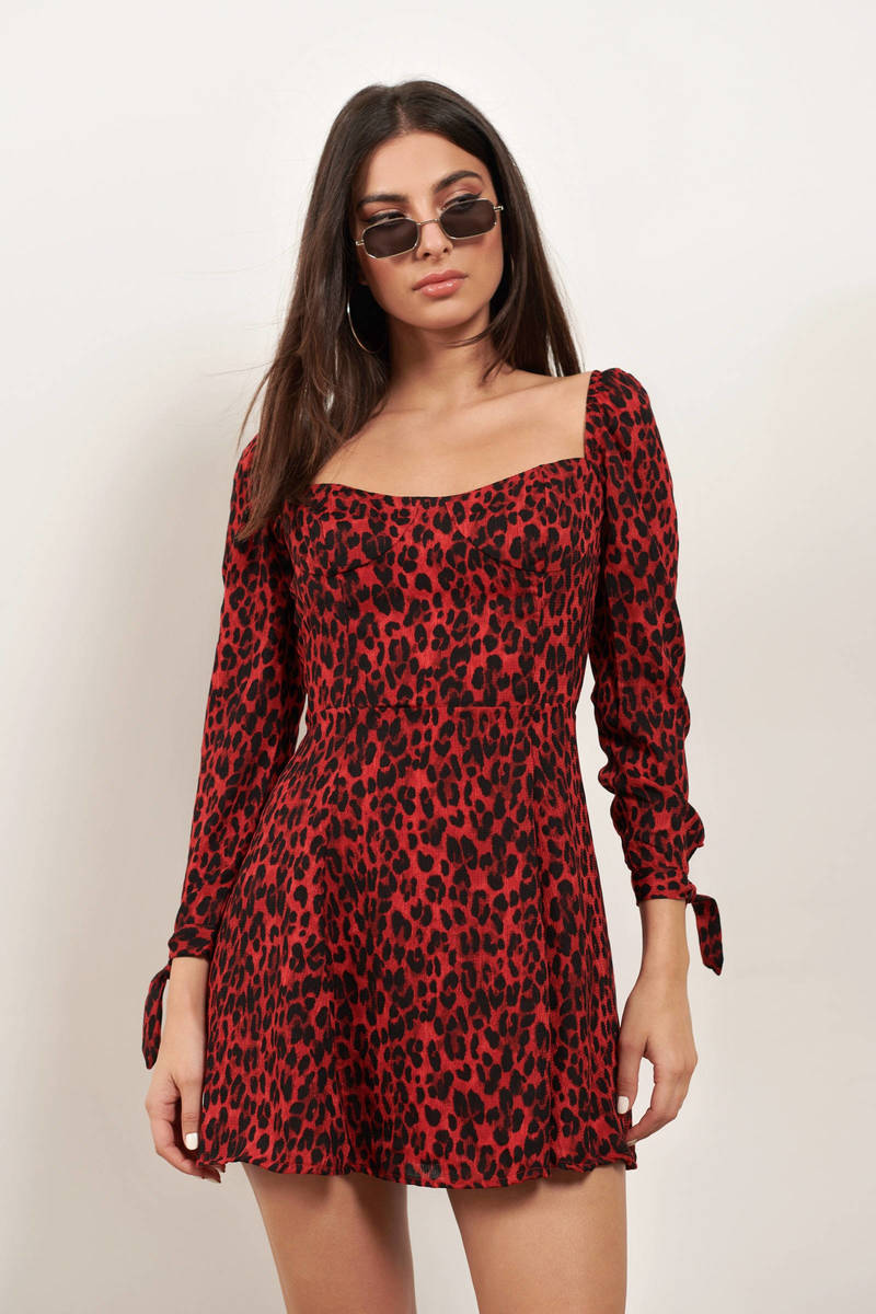 red and leopard print dress