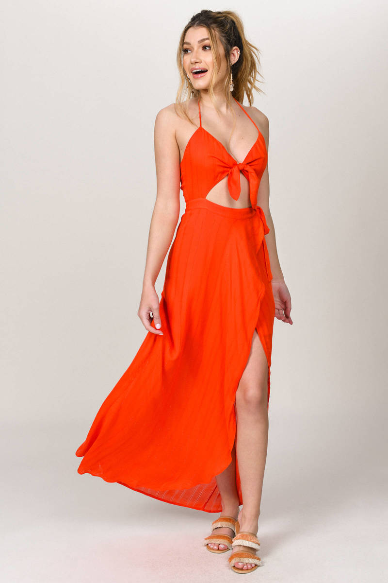 summer orange maxi dress