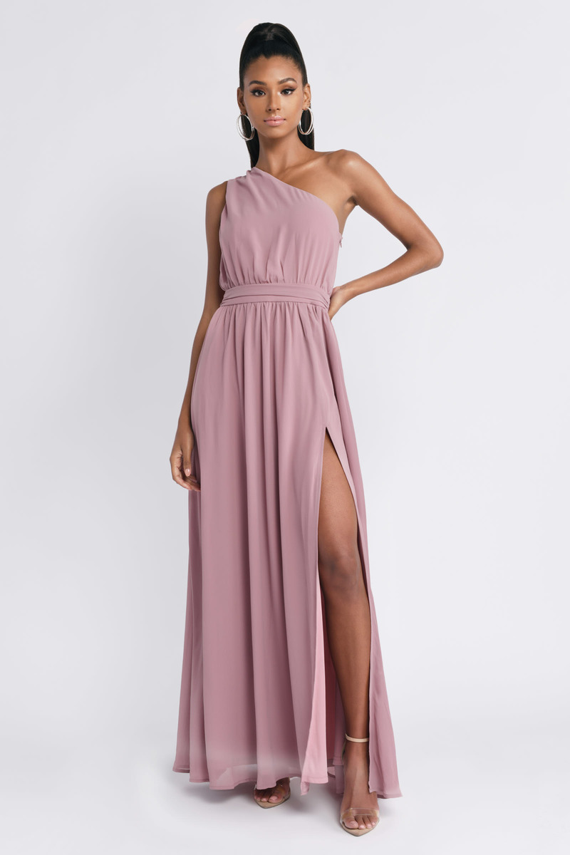Pink Maxi Dress - One Shoulder Dress 