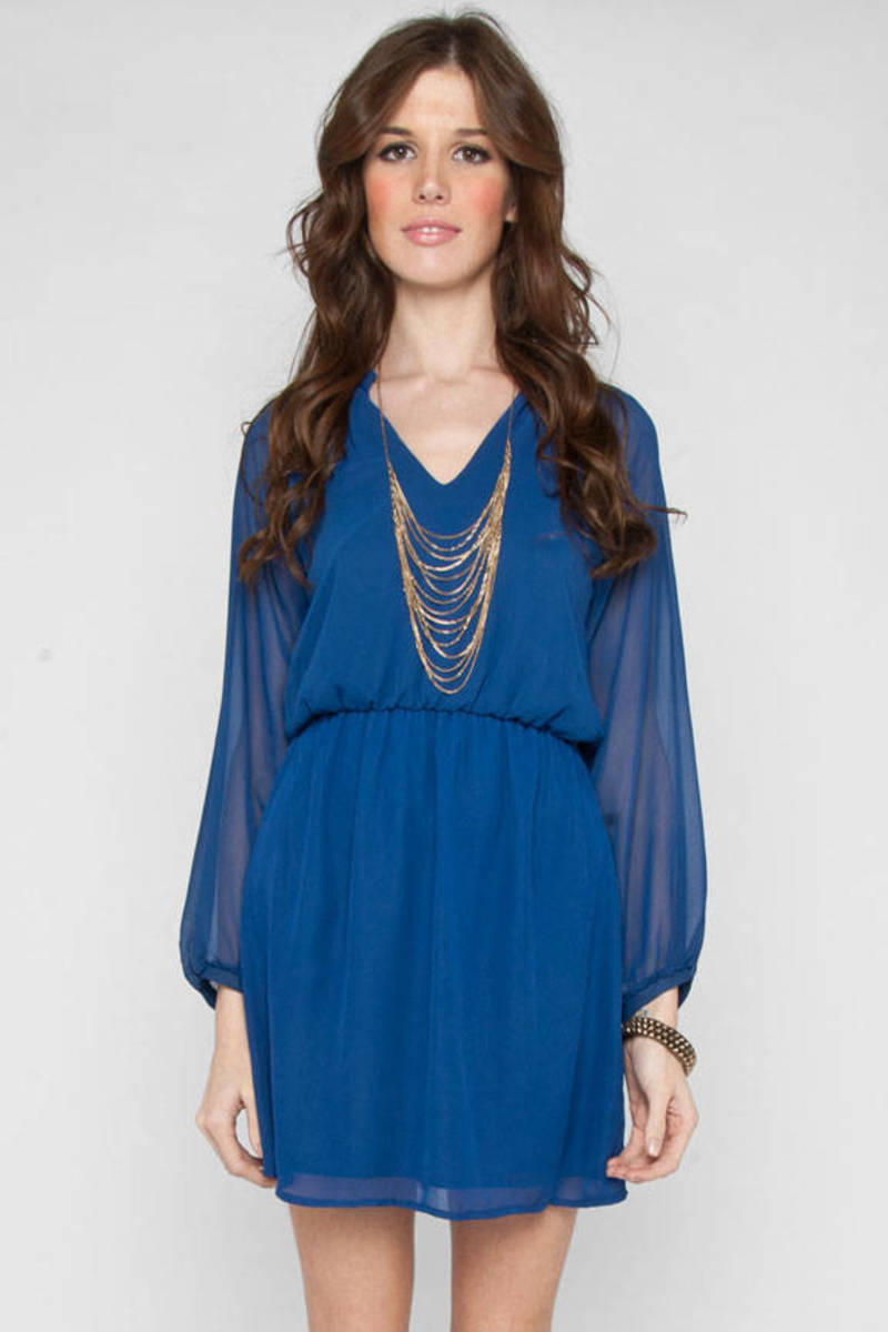 Long Sleeve Dress In Royal Blue 14 Tobi Us 