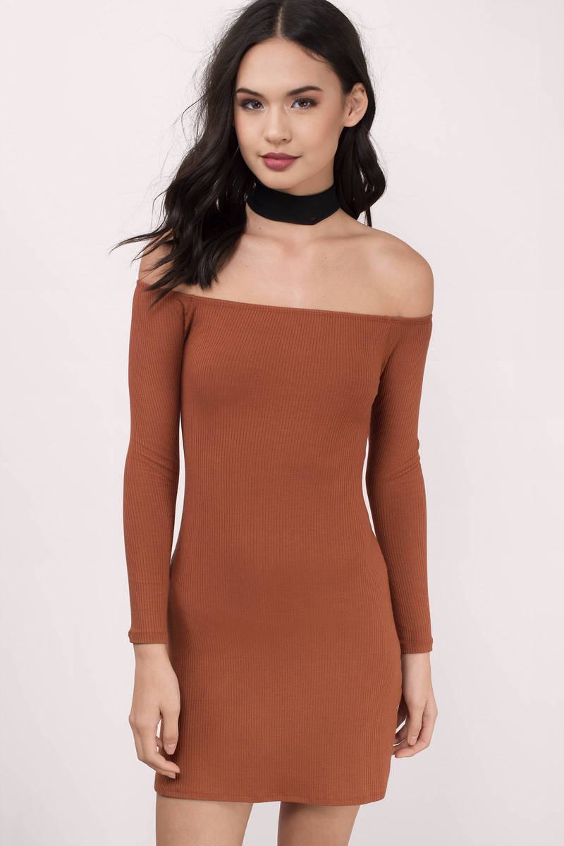 Long bodycon sleeve shoulder off the dresses west