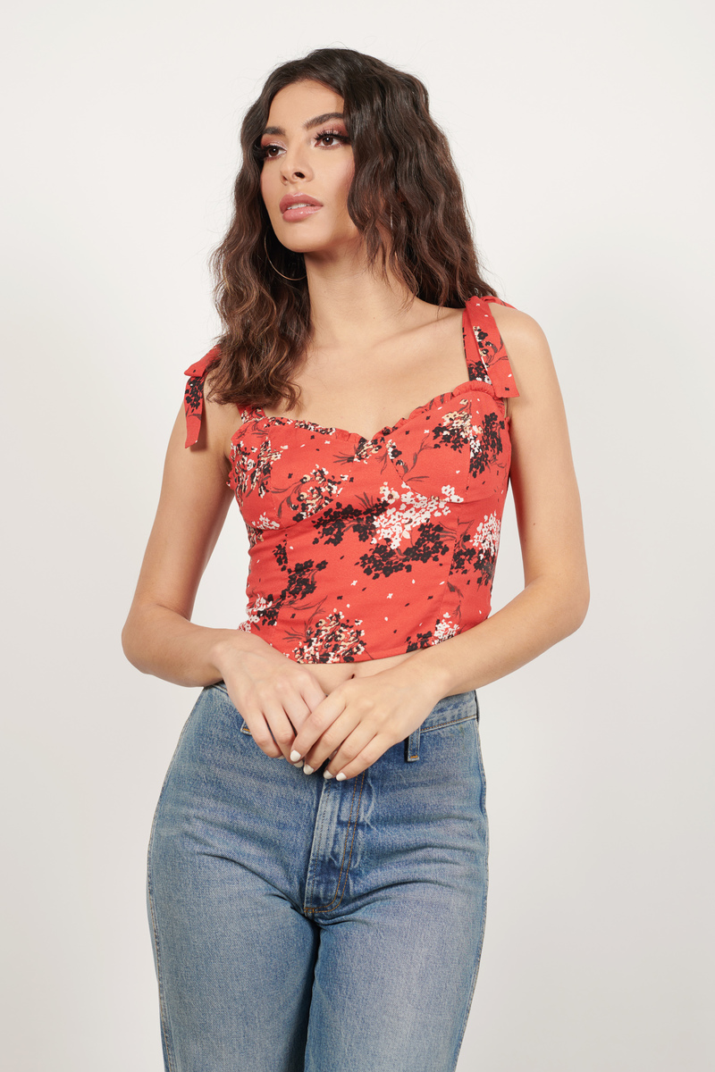 Stay With You Rust Multi Floral Bustier Top S 42 Tobi Sg