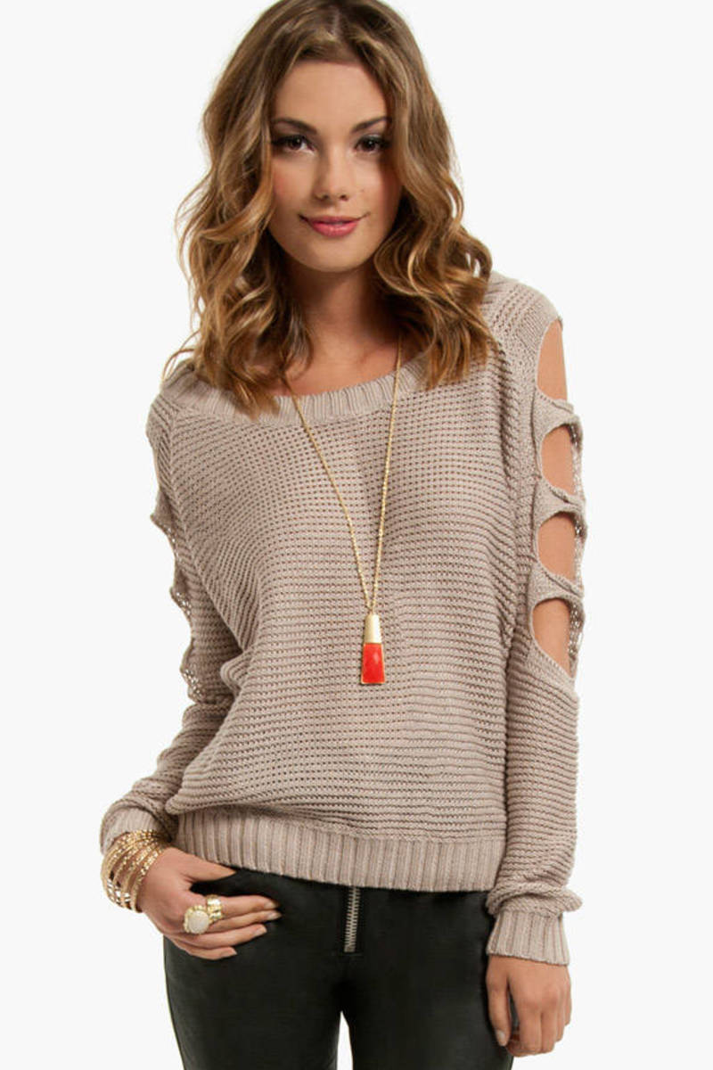 Shoots and Ladder Sleeve Sweater in Sand - $58 | Tobi US