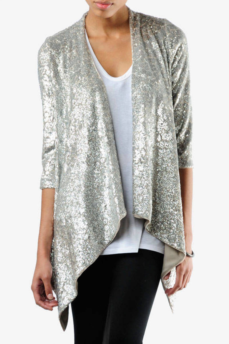 silver cardigan