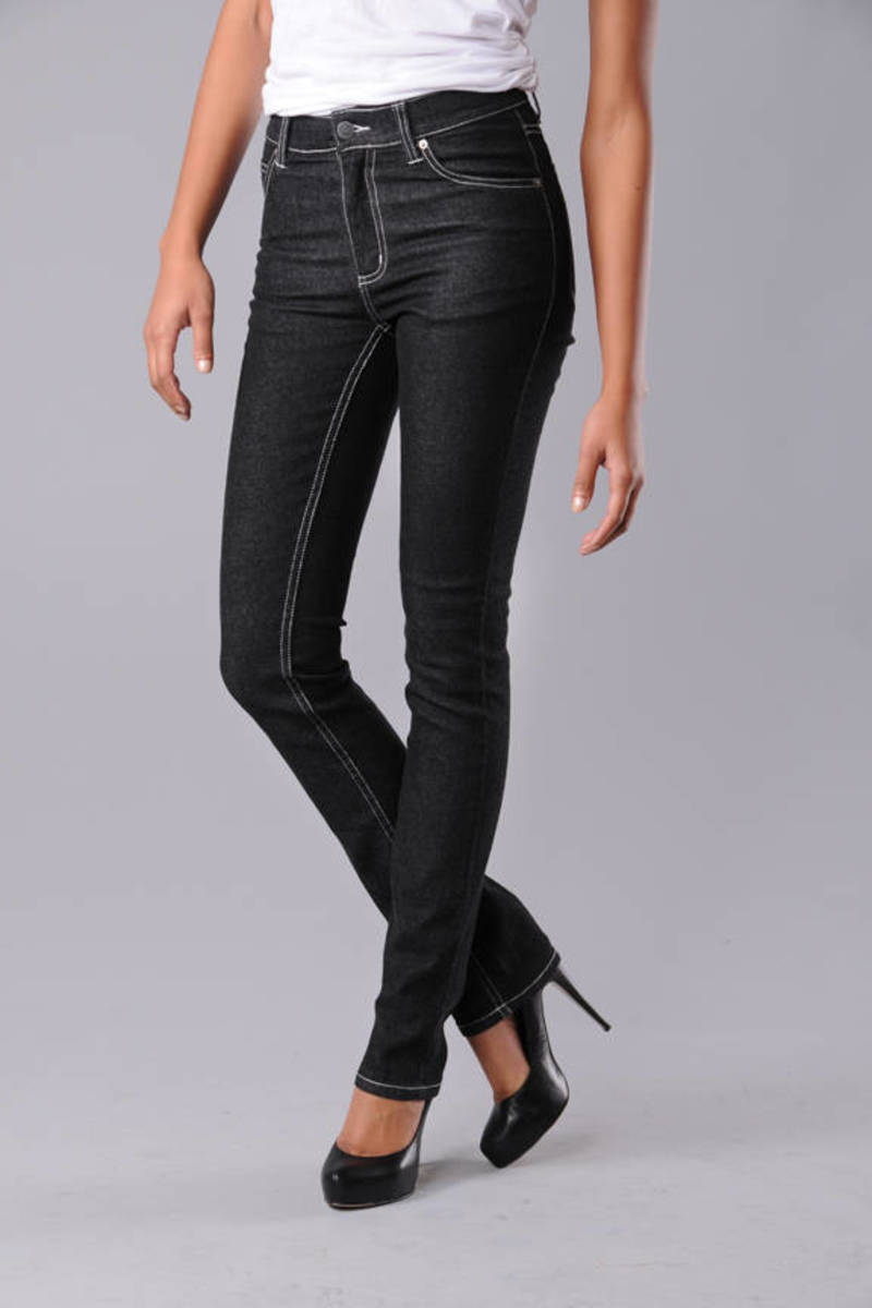 black straight leg jean