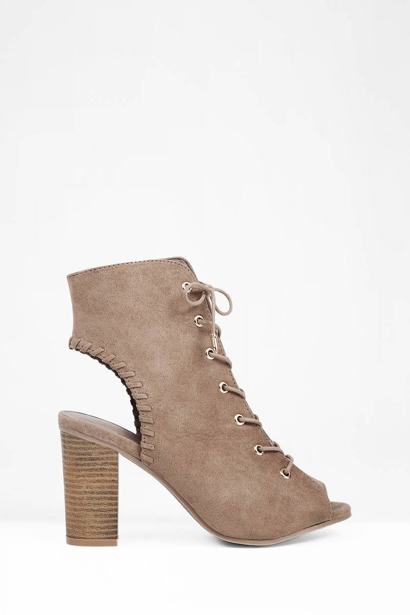 James Lace Up Heel in Taupe - $66 | Tobi US