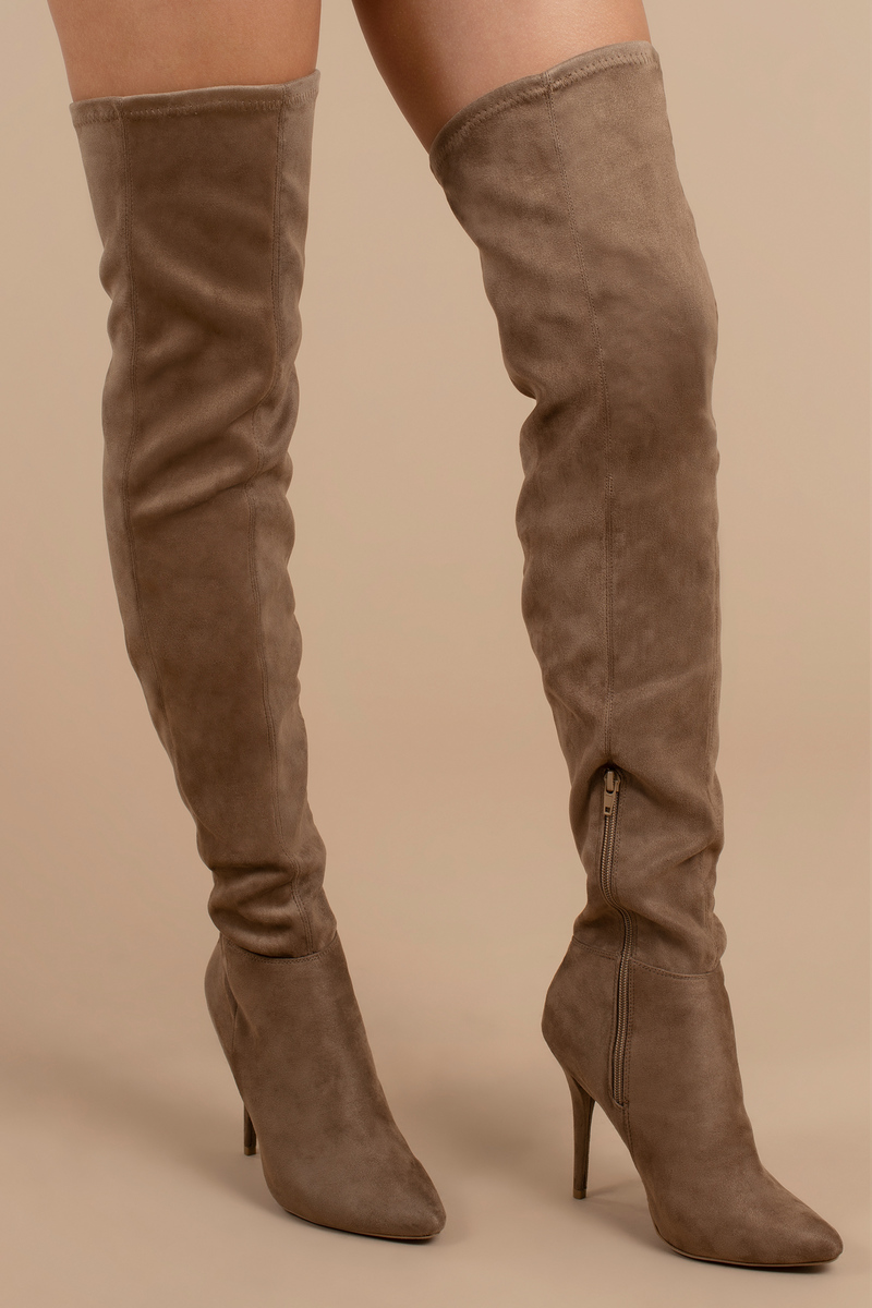 taupe high heel boots