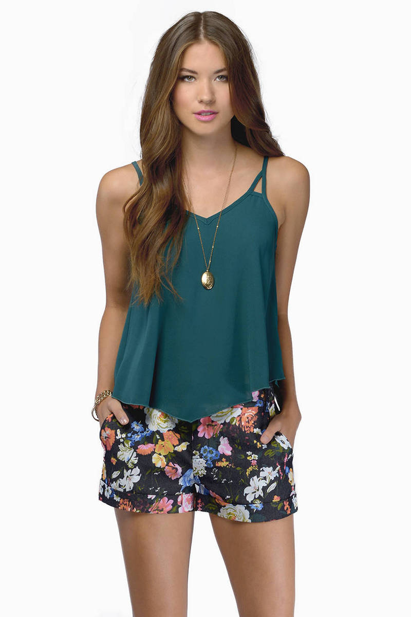 Dolores Park Tank Top in Teal 28 Tobi US