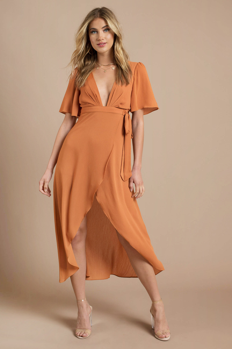 Orange Wrap Dress on Sale, UP TO 52% OFF | www.aramanatural.es