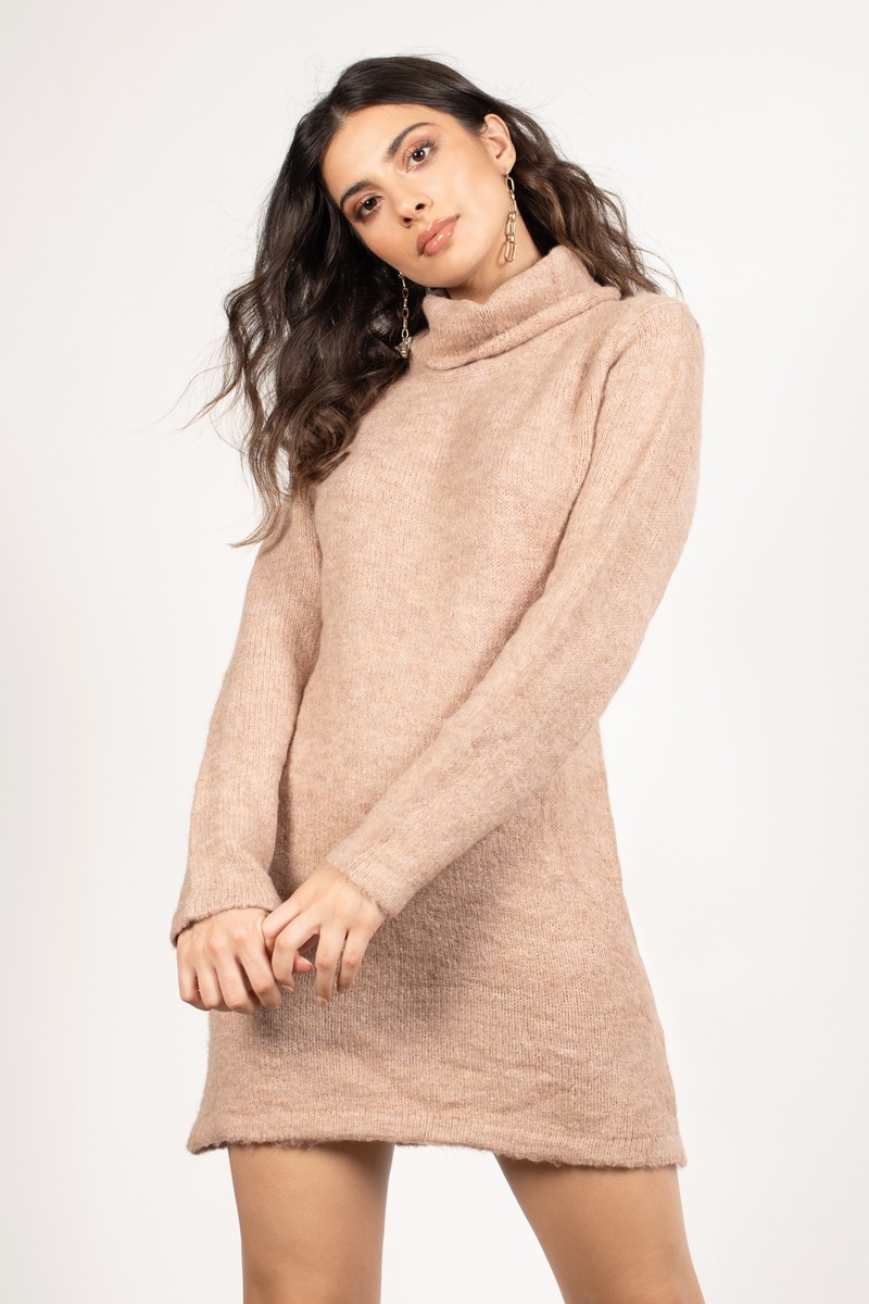 grey turtleneck sweater dress