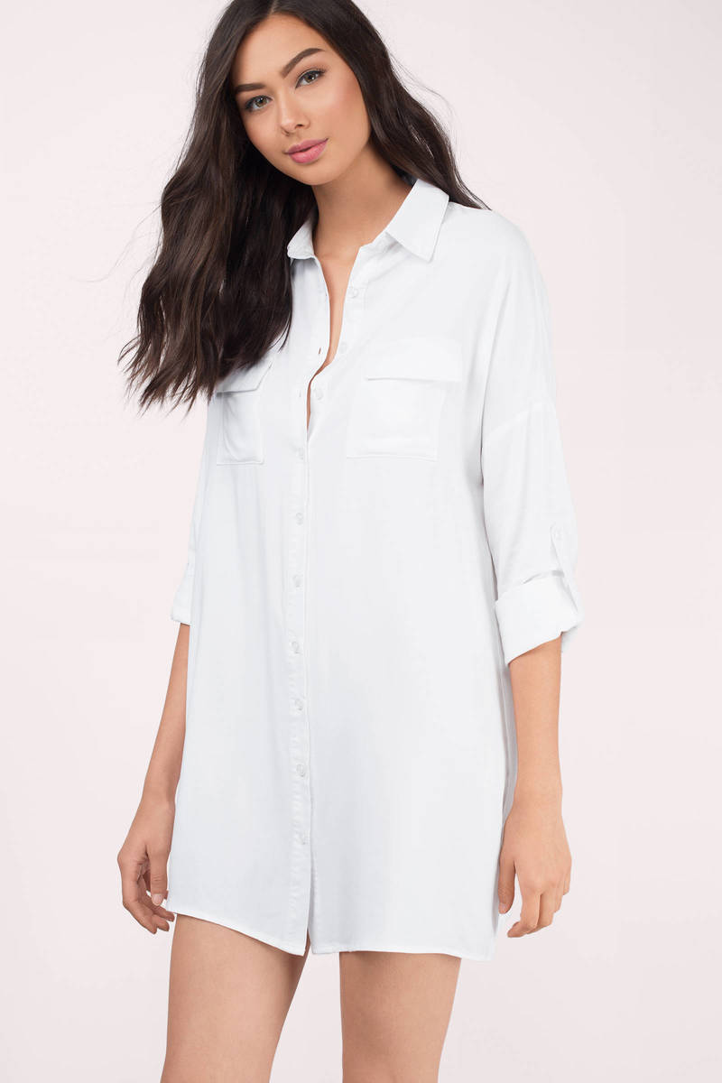 long white button up shirt dress