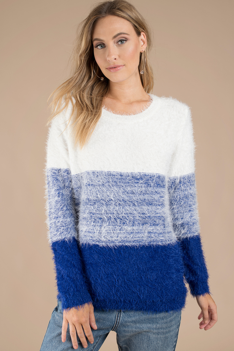 White & Pink Sweater - White Sweater - Long Sleeve Sweater - $11 | Tobi US