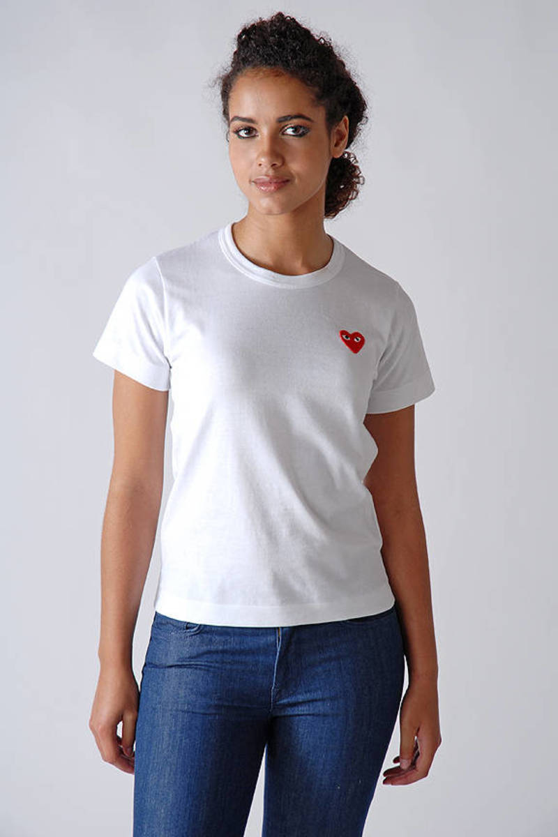 comme des garons play heart logo patch t-shirt