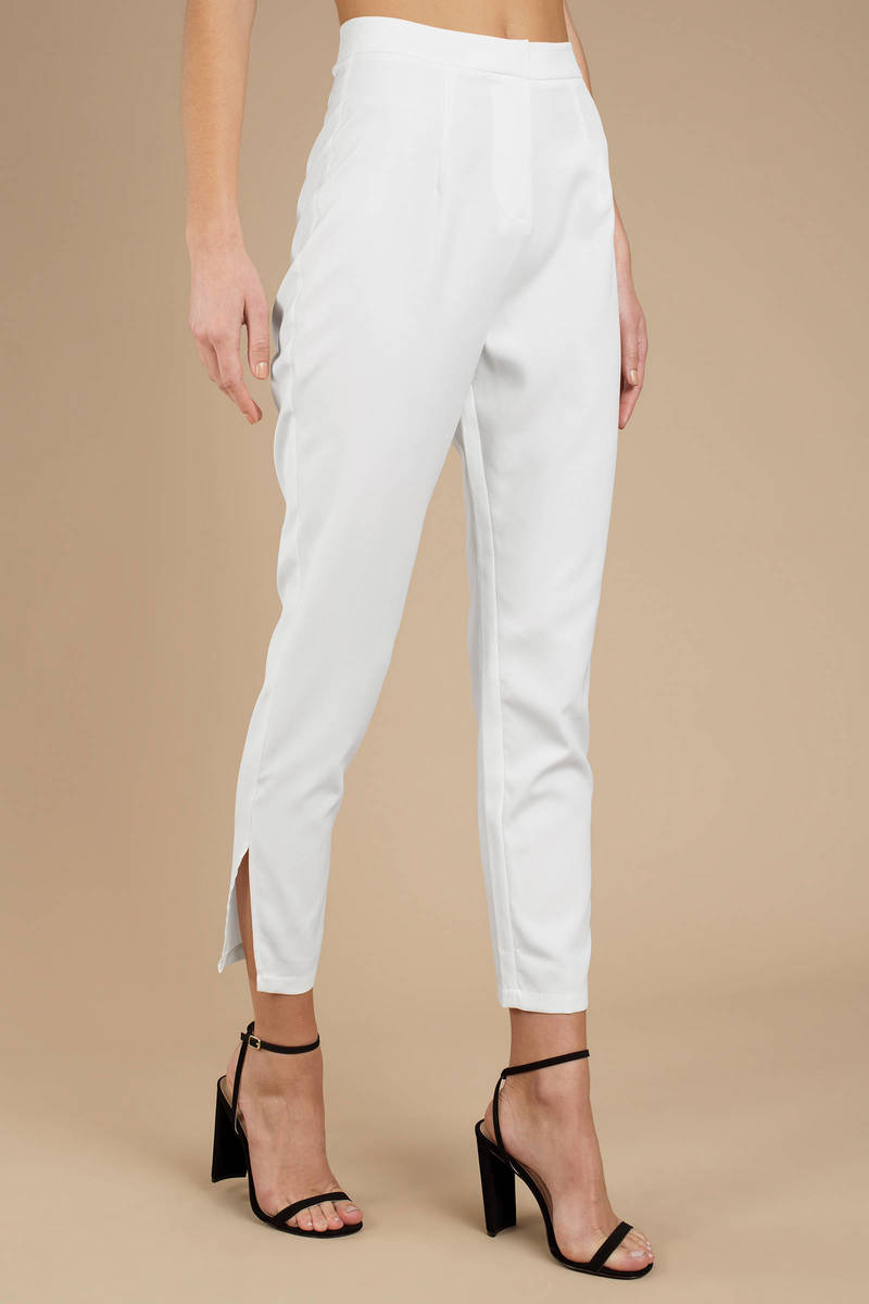 high waisted white skinny pants
