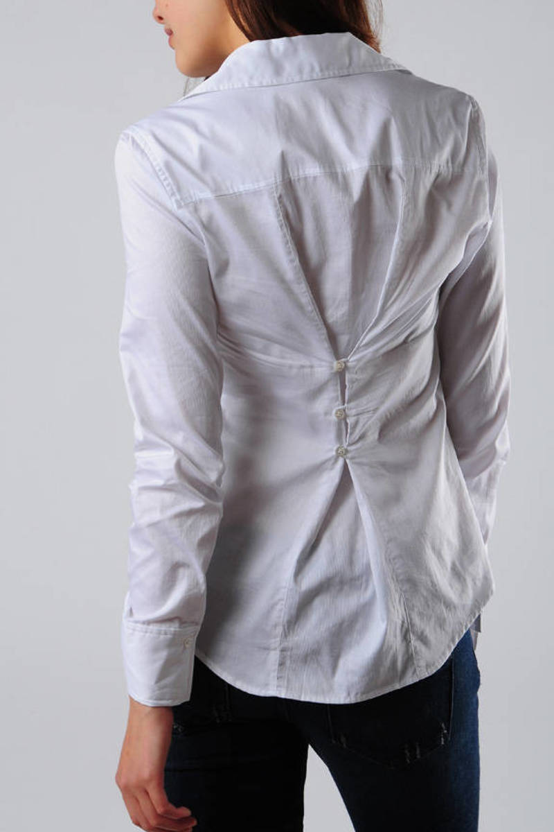 tight white button up shirt