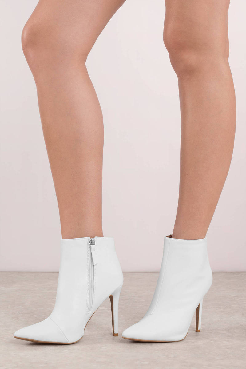 white high heel booties