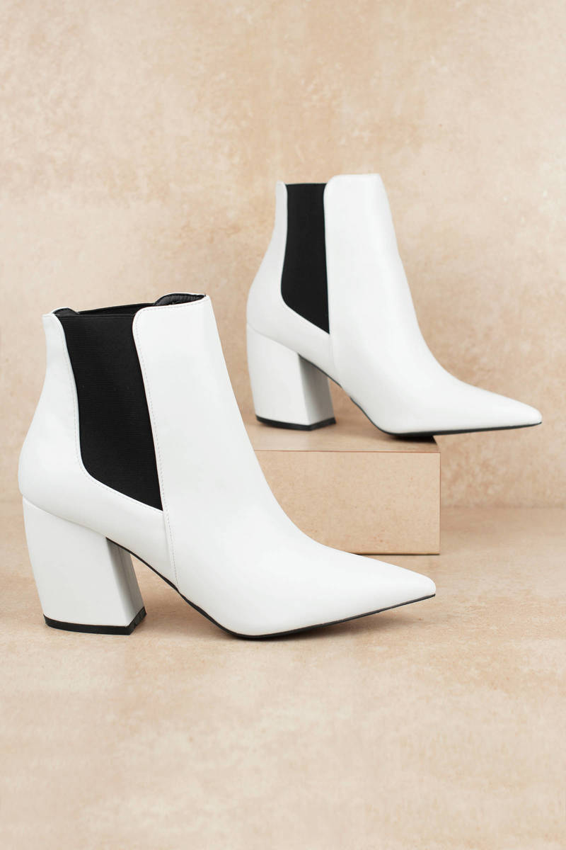 white pointed toe boots