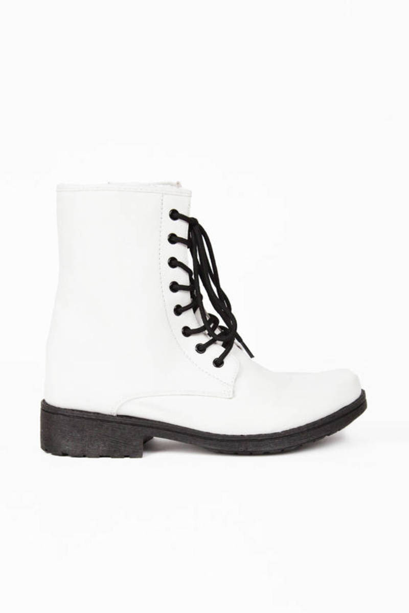 Missile Lace Up Combat Boots in White - $58 | Tobi US