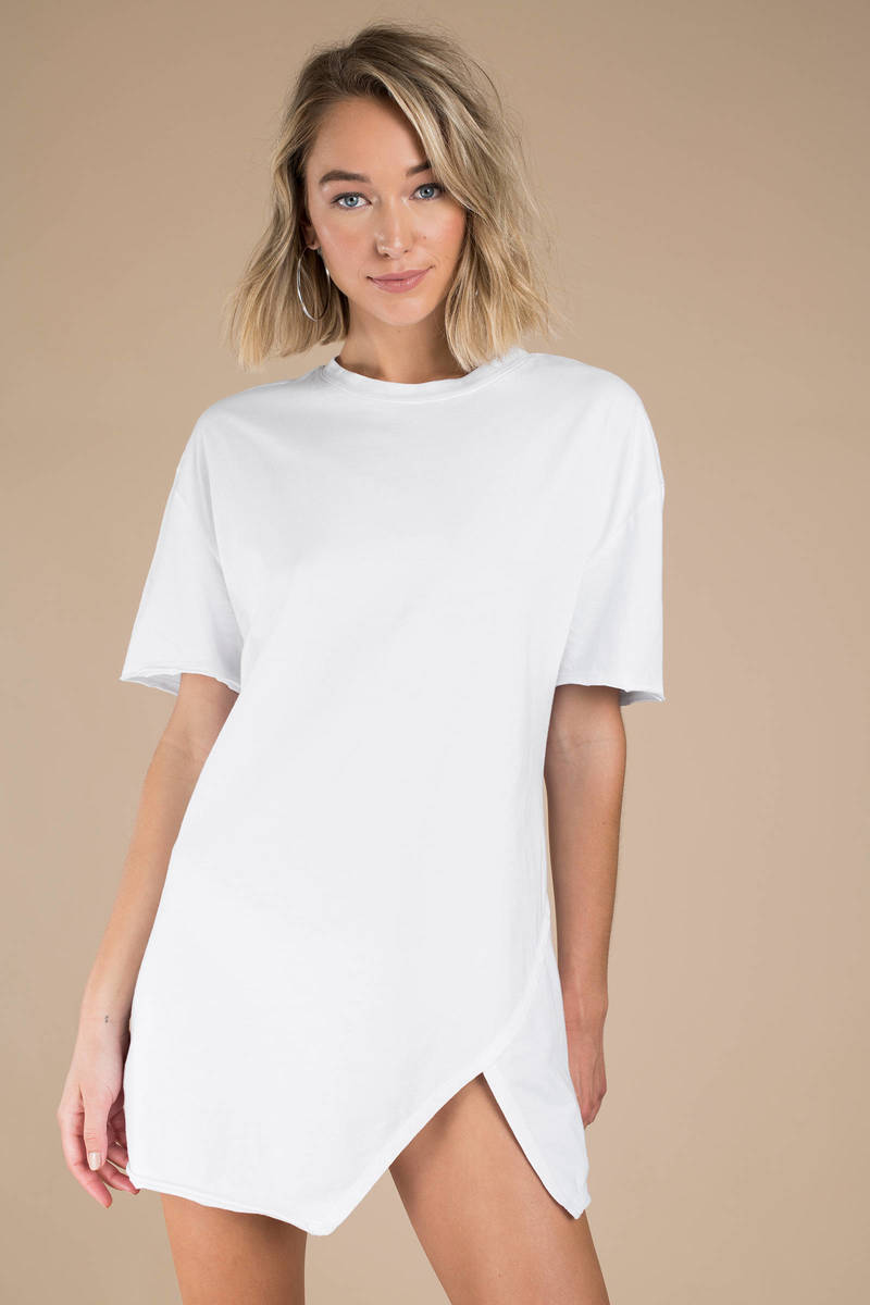 white casual shirt dress