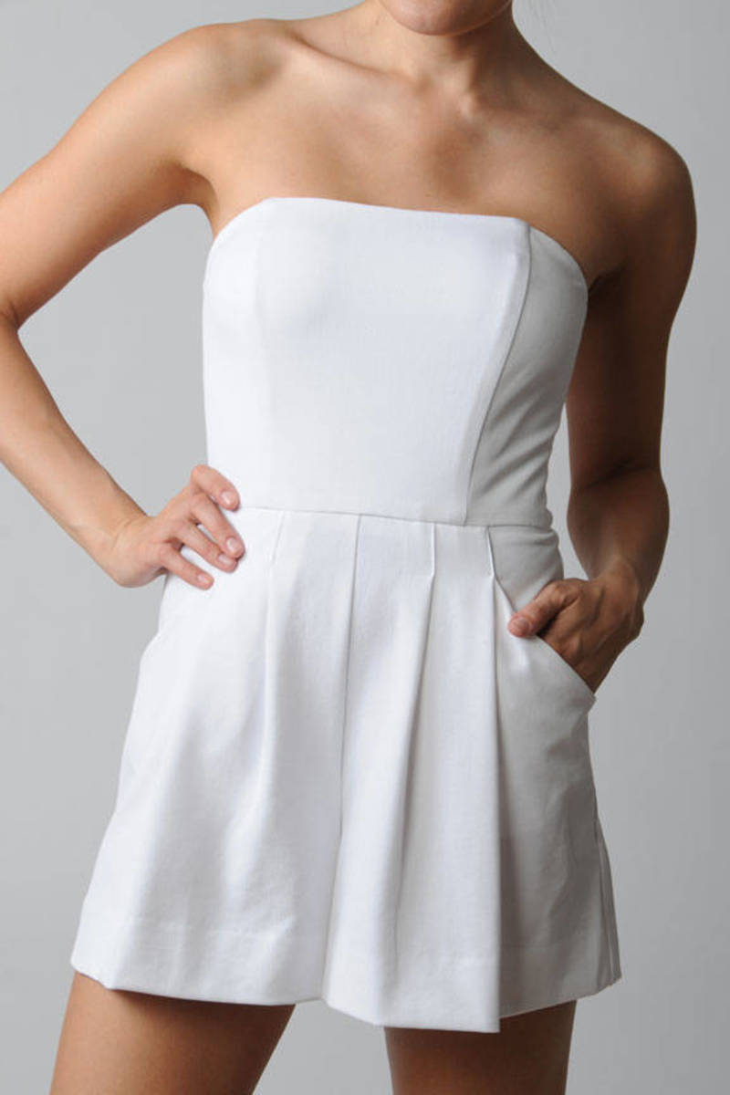 white tube top romper