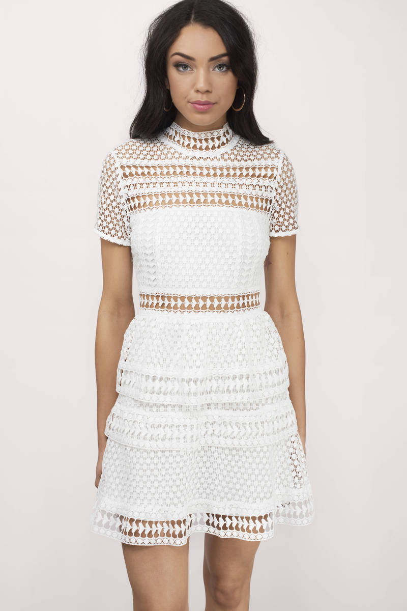 pearson white lace short sleeve dress