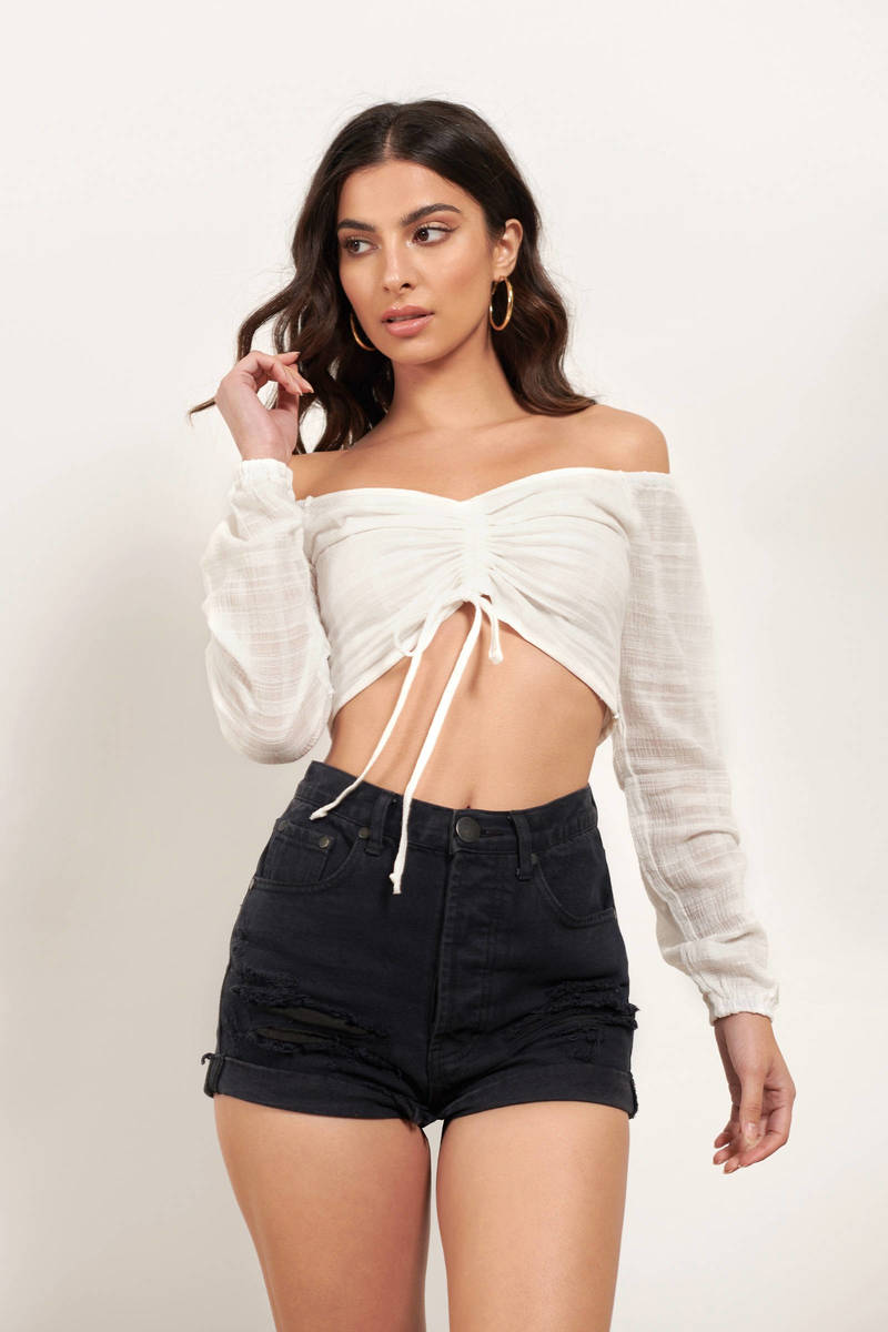 ruched crop top white