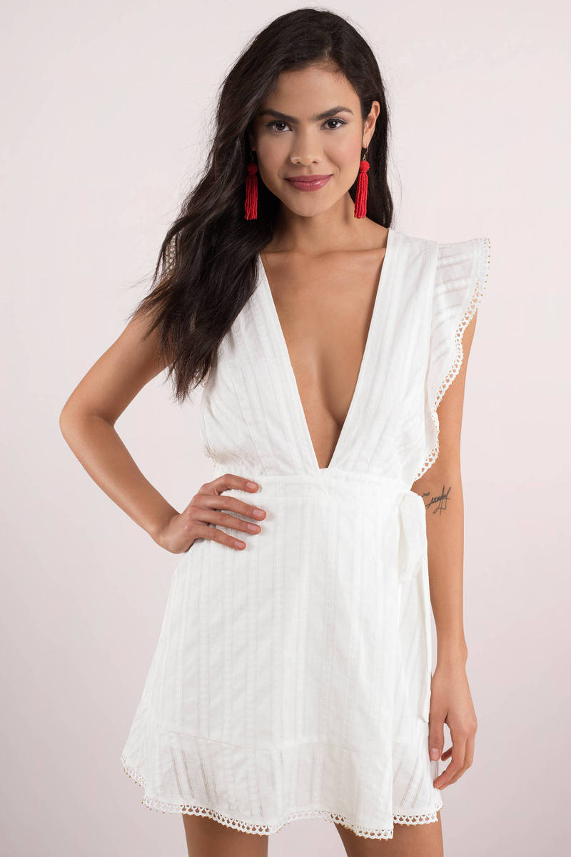 Trendy White Wrap Dress
