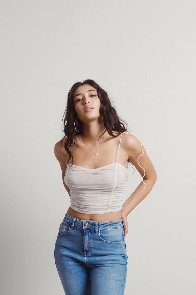 ruched crop top white