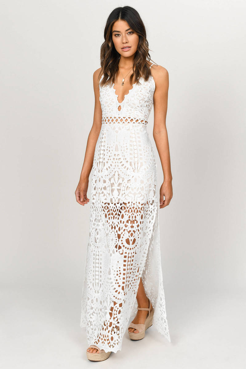 lace maxi dress white
