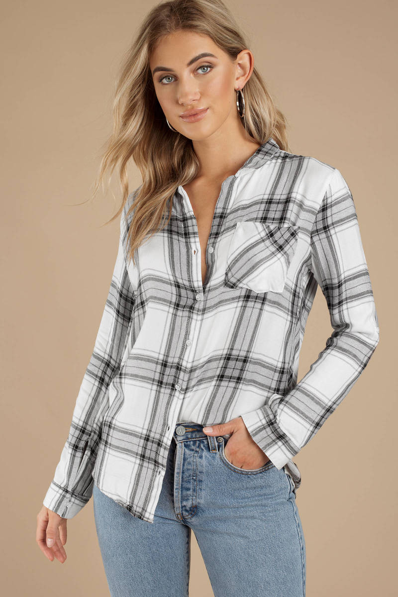 Willow Flannel Shirt in White - $19 | Tobi US