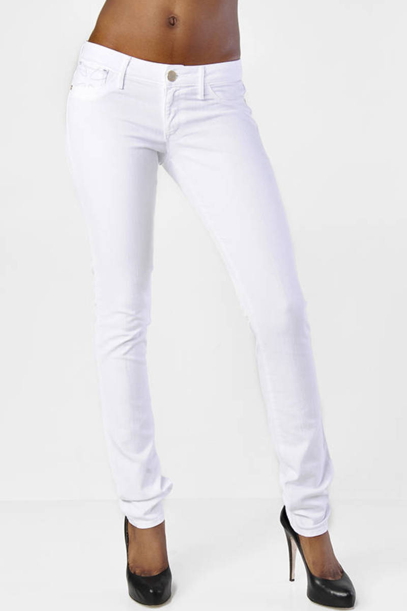 low rise white skinny jeans