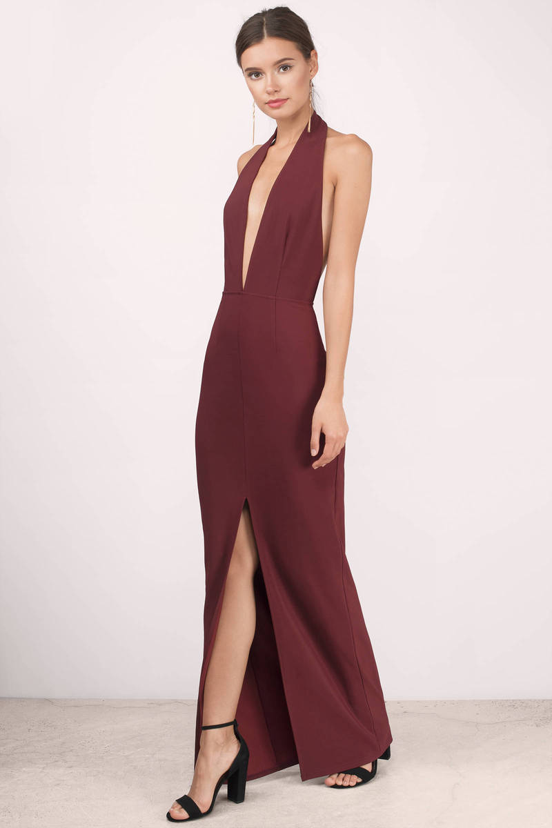 wine maxi dress with sleeves