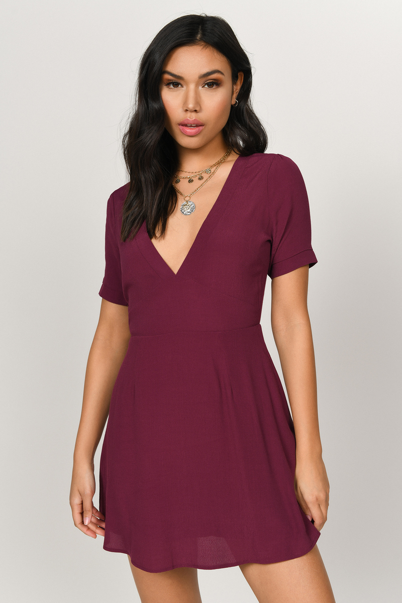 burgundy day dress