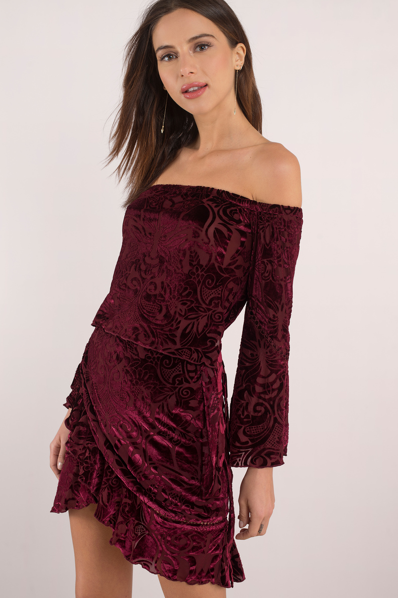 wine velvet wrap dress