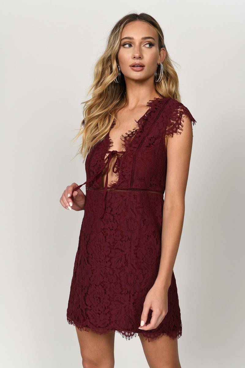 purple lace shift dress