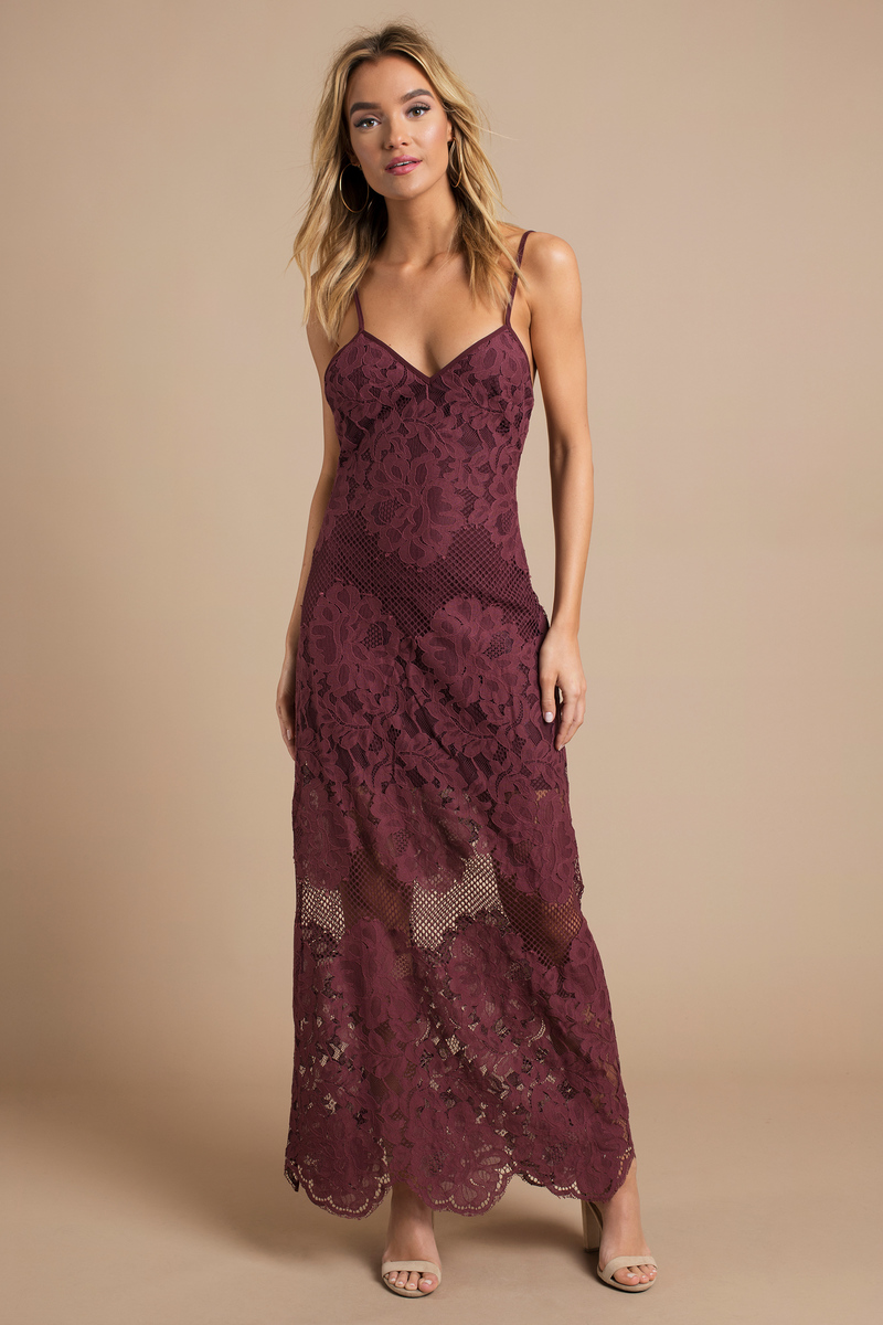 Wanderlust Lace Maxi Dress in Wine - $26 | Tobi US