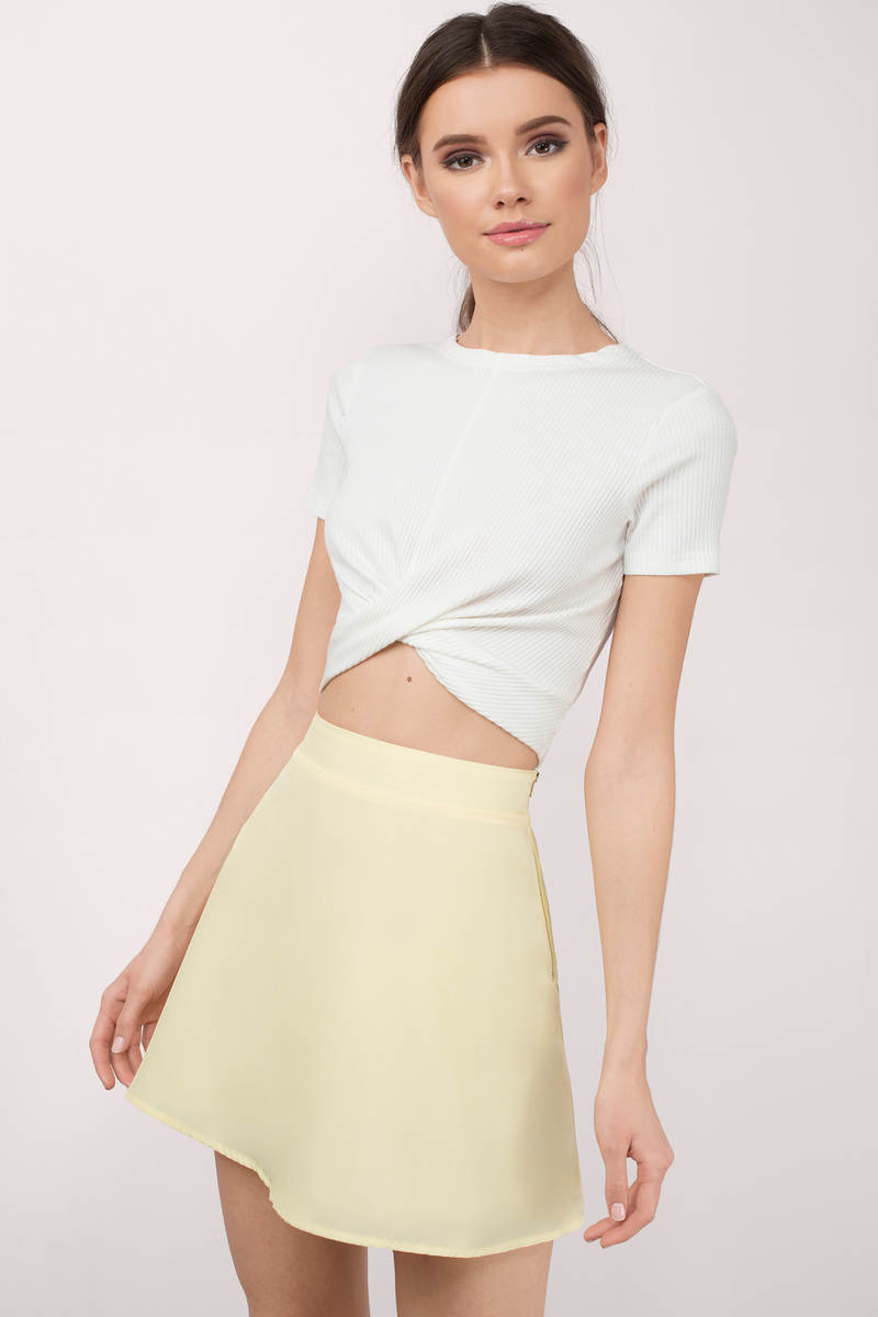 Cute Ivory Skirt - Mini Skirt - Circle Skirt - Ivory Skirt - $9 | Tobi US