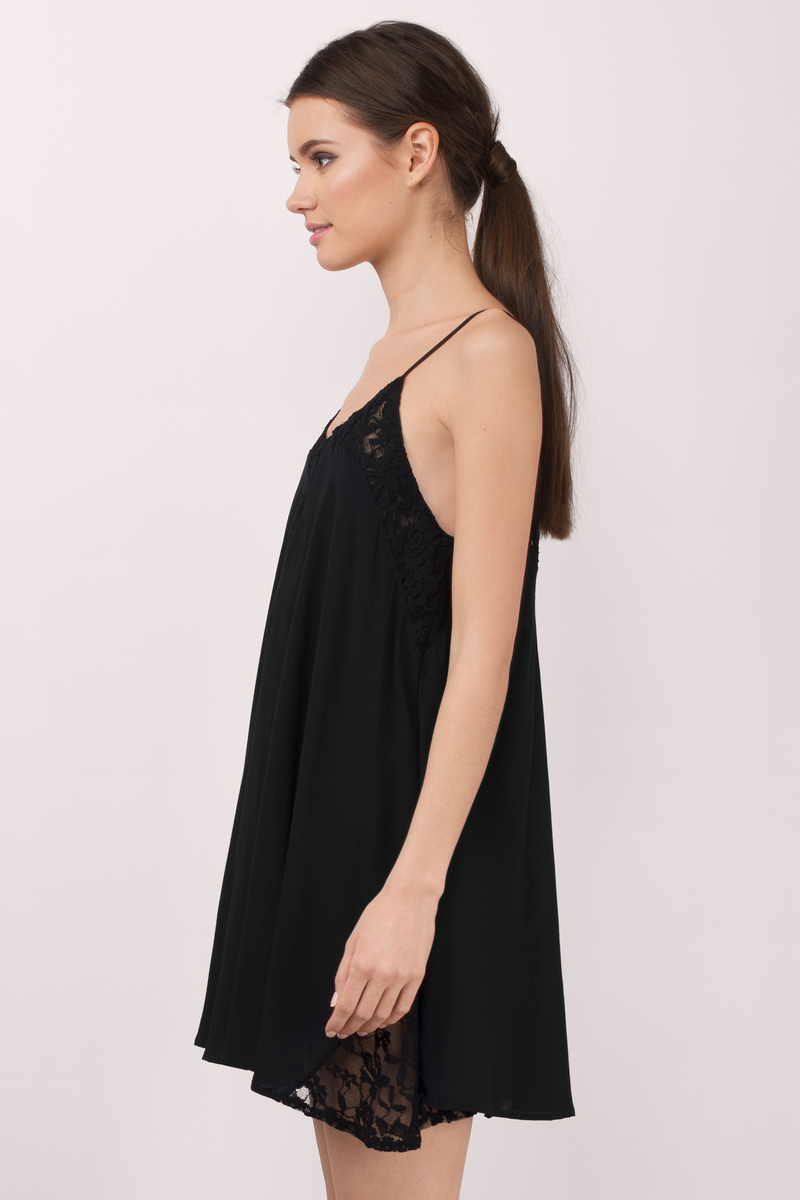 Cute Black Day Dress - Black Dress - Lace Dress - $16.00