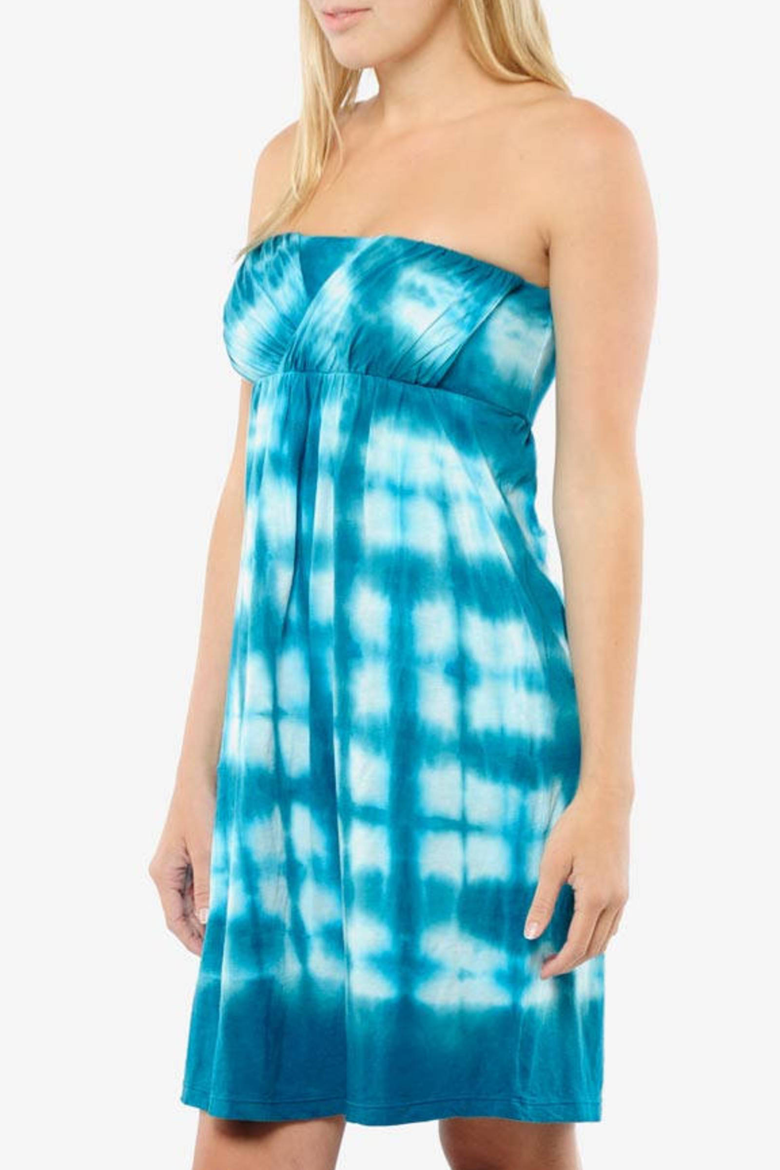 Adalia Seychelles Tie Dye Strapless Dress in Deep Aqua - $70 | Tobi US