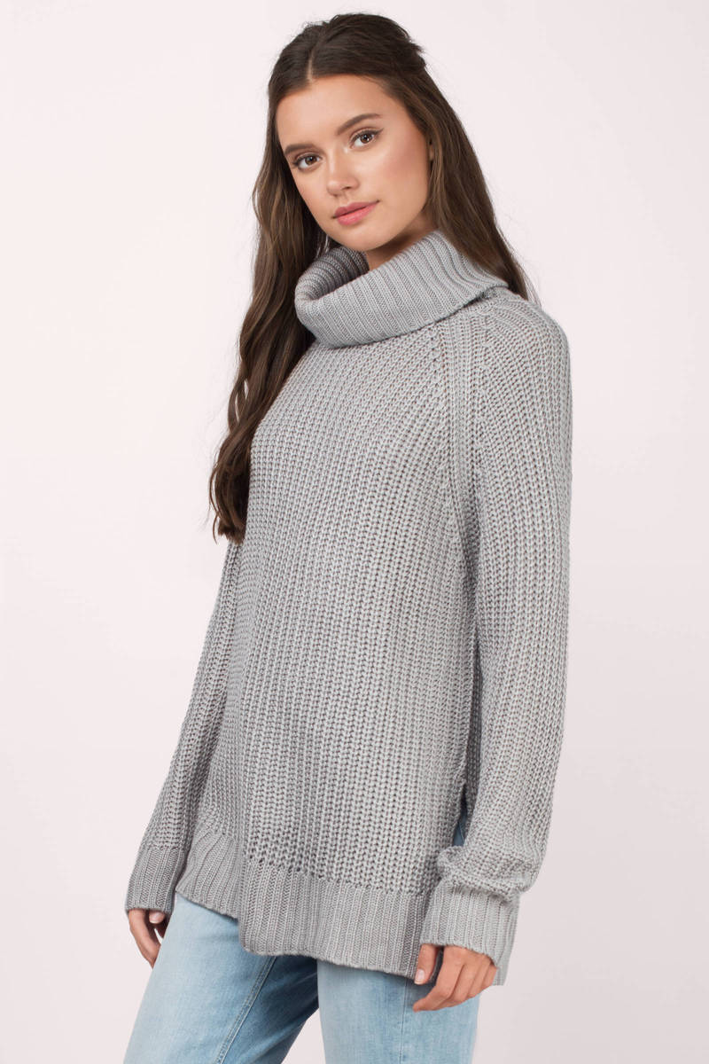 Light Grey Sweater - Turtleneck Sweater - A Line Sweater - $21 ...