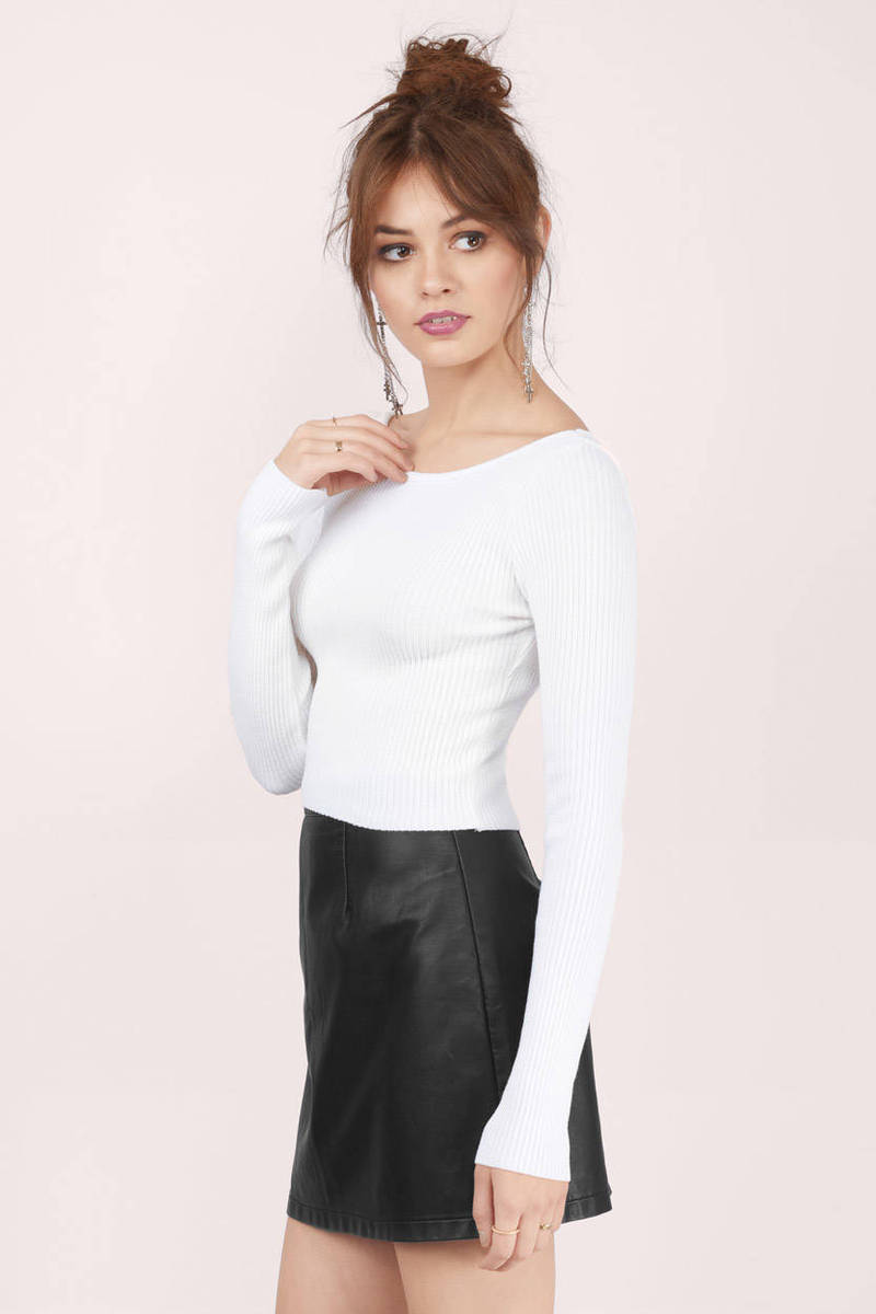 White Crop Top - White Top - Boat Neck Top - $38.00