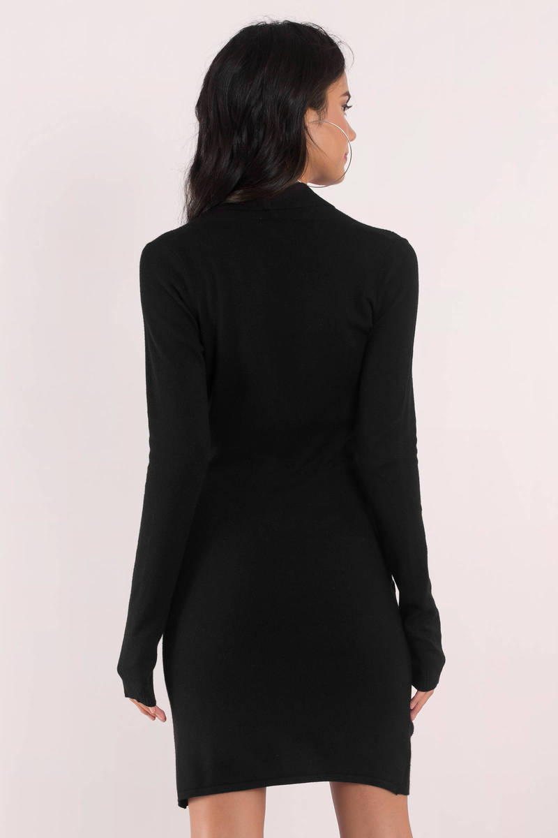 Lovely Black Dress - Wrap Dress - Surplice Hem Dress - $31 | Tobi US