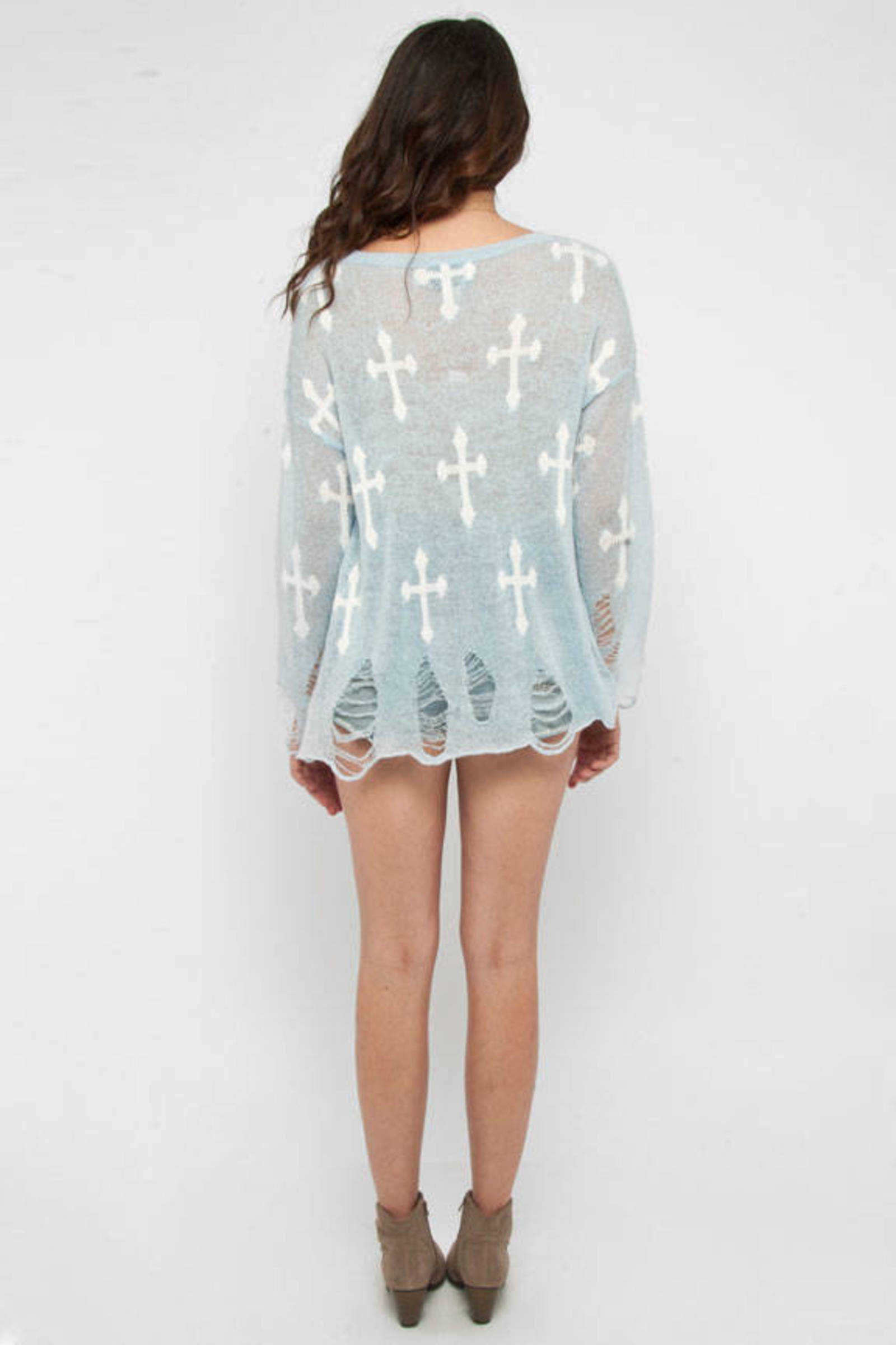 Gothic Cowgirl Lennon Sweater in Blue - $66 | Tobi US