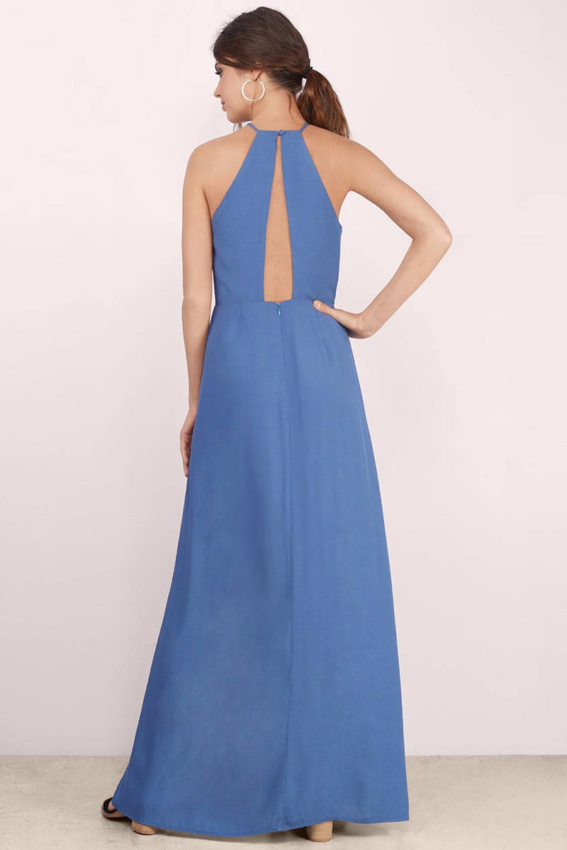 Trendy Blue Maxi Dress - Blue Dress - Slit Dress - $21.00