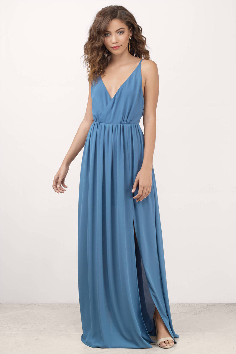 Cute Blue Maxi Dress - Plunging Dress - Blue Dress - $72.00
