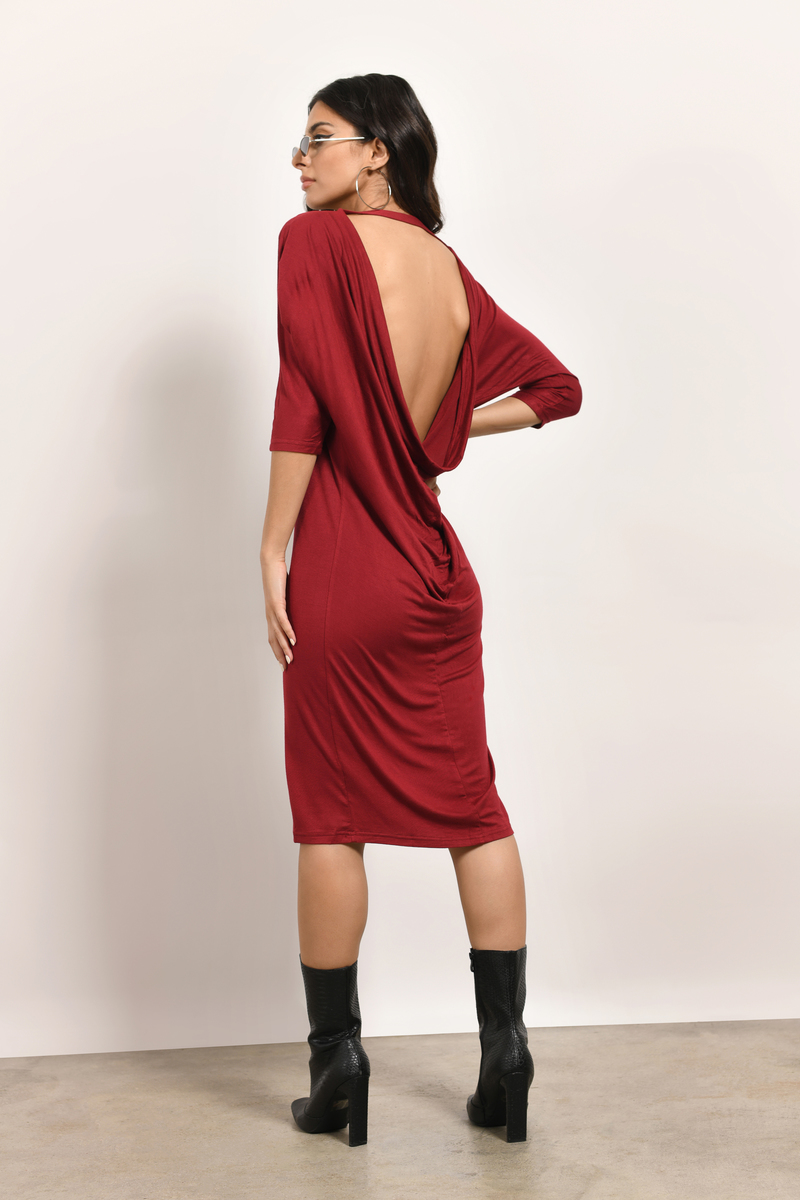 Trendy Black Midi Dress - Backless Dress - $8.00