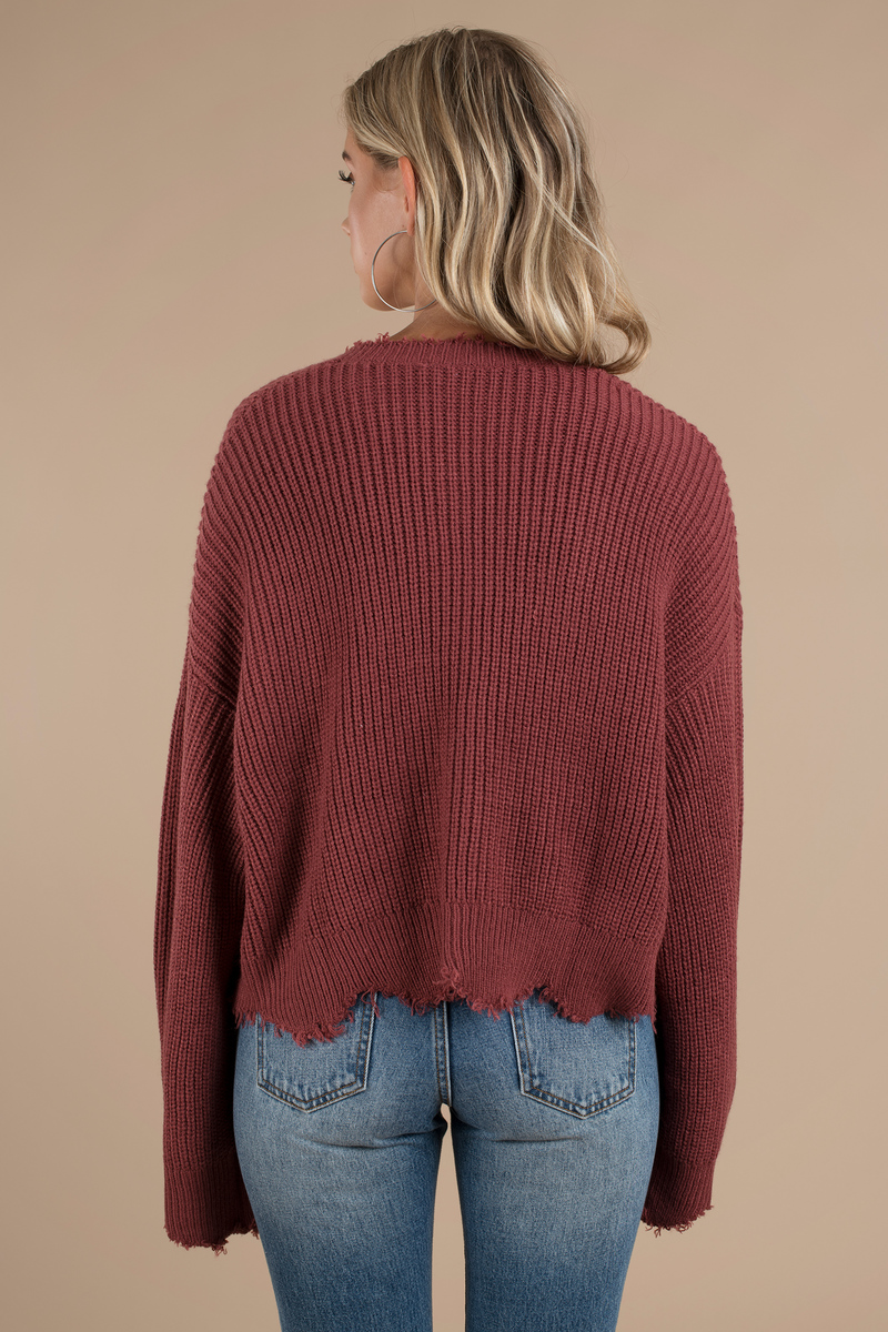 Distressed Out Pink Cropped Sweater - AU$ 125 | Tobi AU