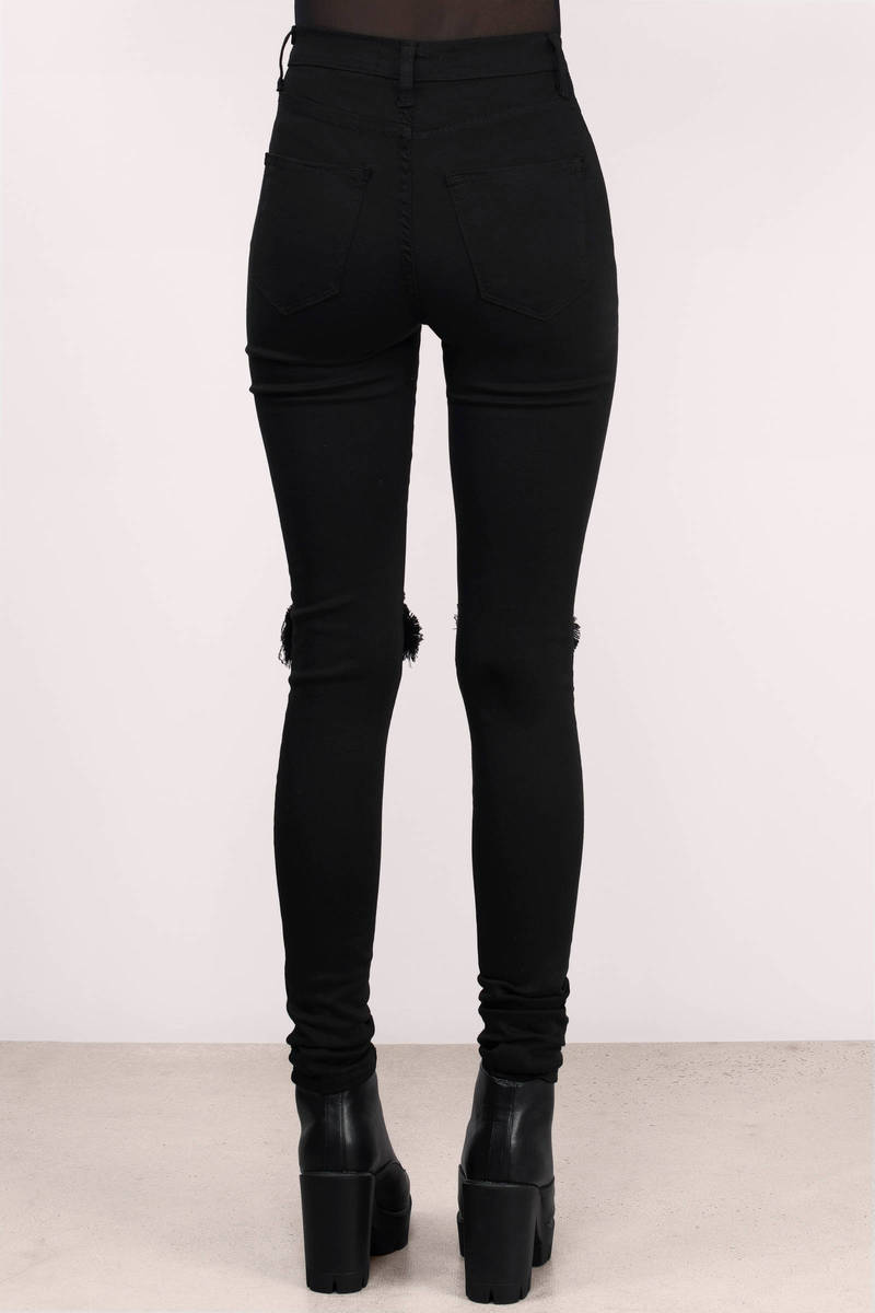 Black Denim Jeans - Black Jeans - Distressed Jeans - $84.00