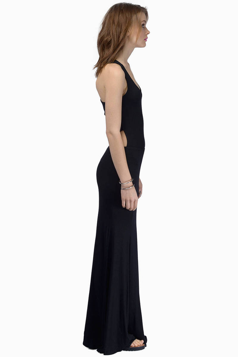 Double V Maxi Dress in Black - $70 | Tobi US